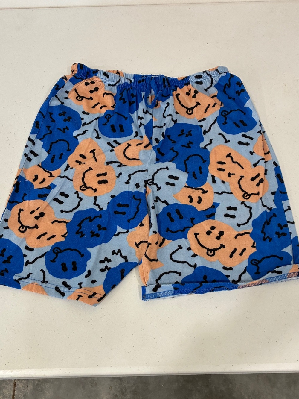 Wonder Nation Boys XL 14/16 Blue Orange Melted Smiley Faces Sleep Shorts